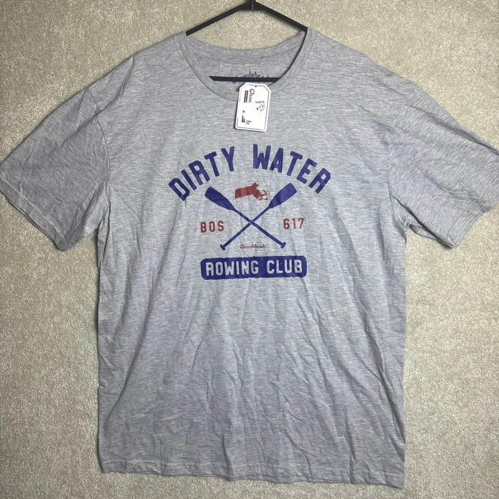 Chowdaheadz Shirt Men's Large Grey Dirty Water Boston Rowing Club 617 NEW‎ - Picture 2 of 6